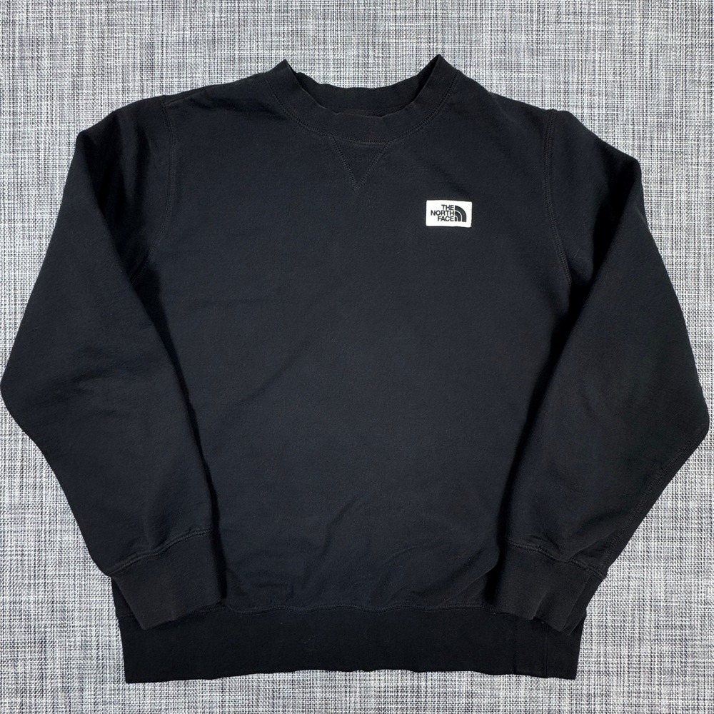 The North Face Heritage Patch Crew Sweatshirt Womens Large Black Cotton Fleece